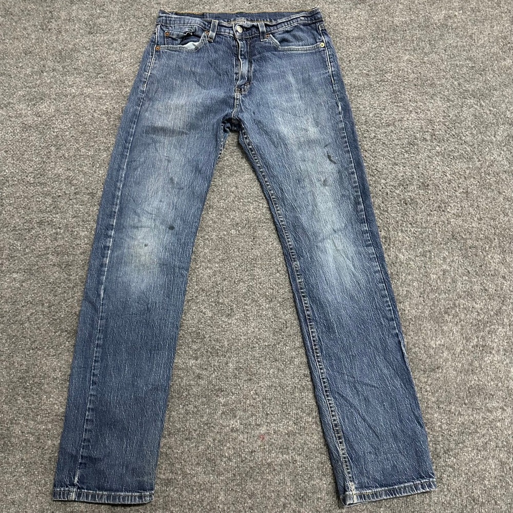 Levi's Jeans Mens Size 30x32 Blue 505 Regular Fit Straight Leg Denim Stained